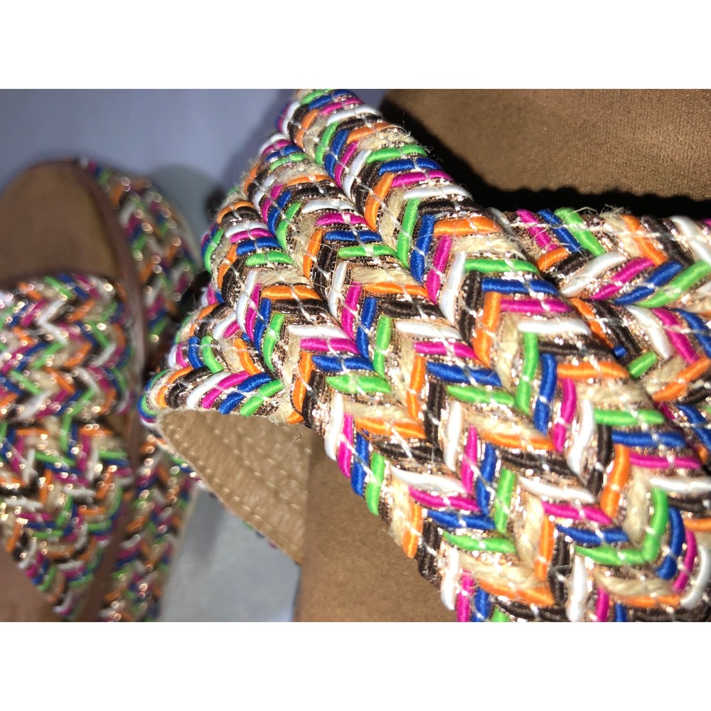 Patrizia by Spring Step Rocking Multi Color Woven Platform Sandals Tan Size 37 - Picture 7 of 9